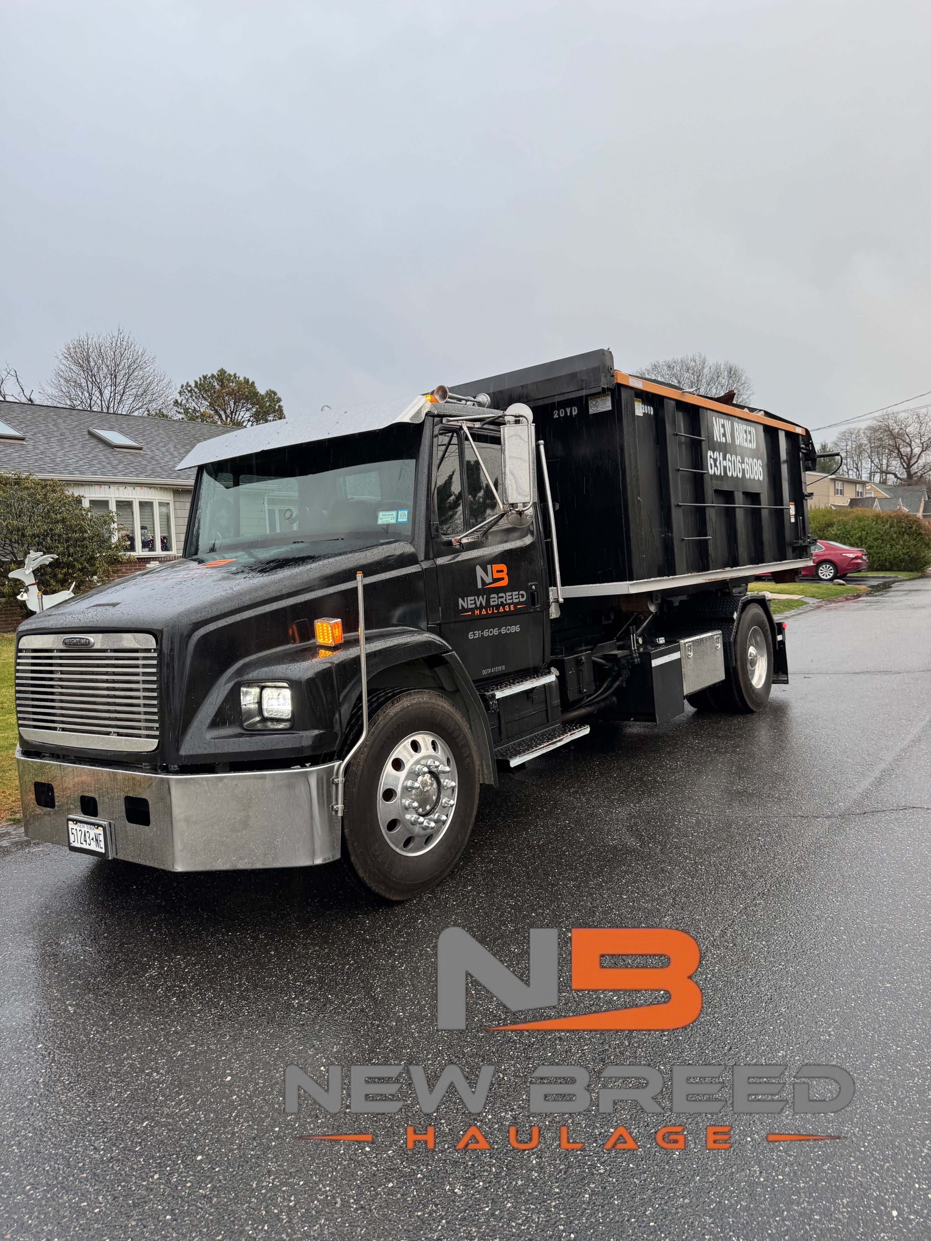 New Breed Haulage cable hoist roll-off truck, Long Island